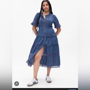 GAP Blue Denim Midi Dress